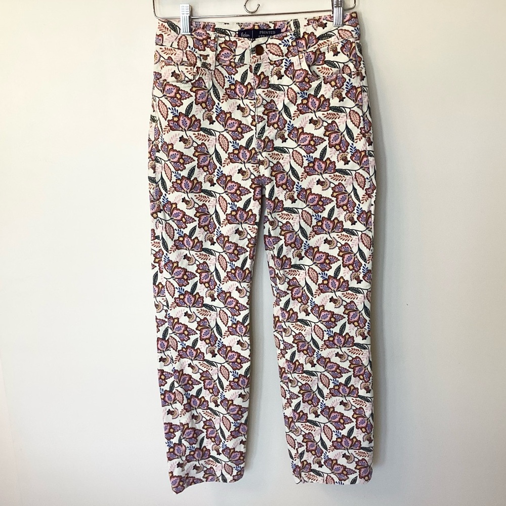 Boden Botanical Print Straight Jeans - Cream - 4P